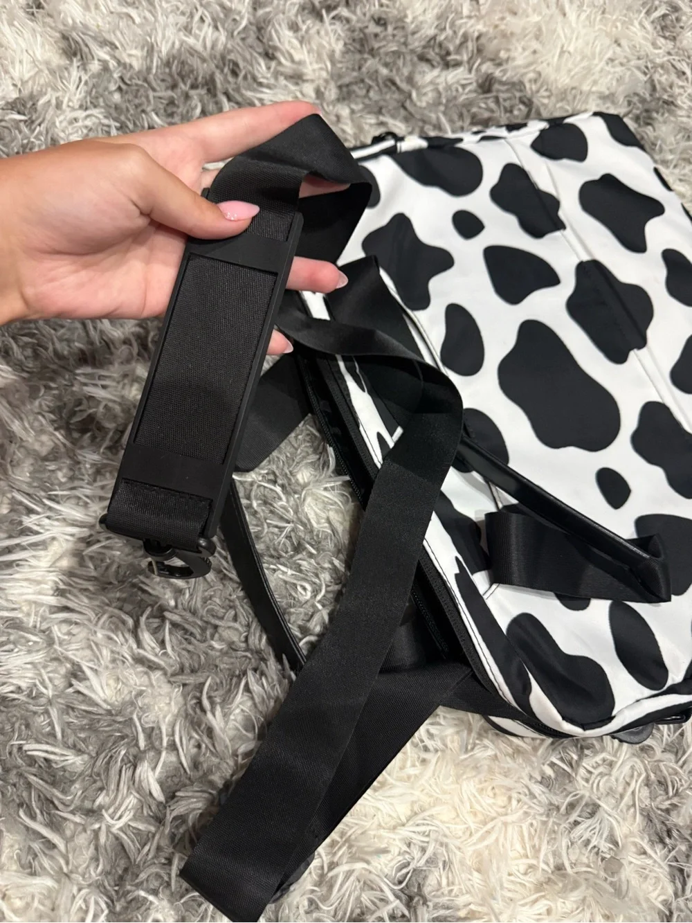 Large Cow Print Computer Case Bag W/ Strap and Storage